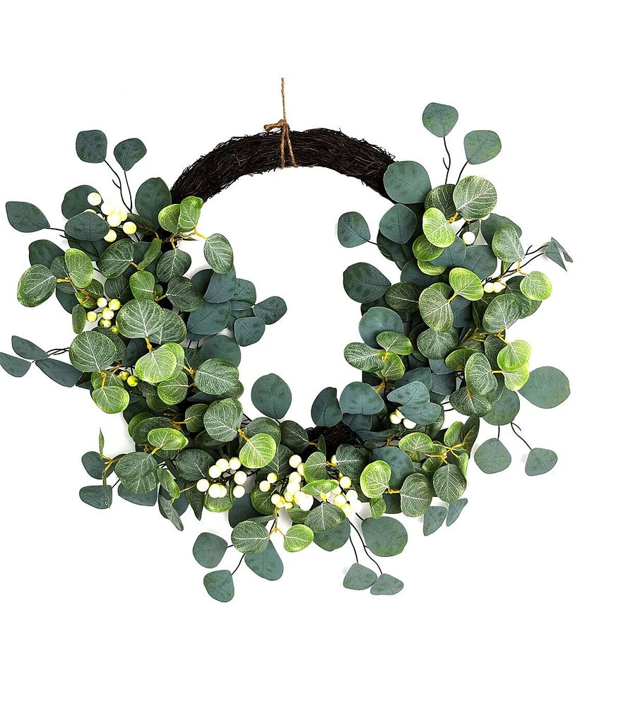 20" Eucalyptus Leaf & Berry Wreath by Bloom Room