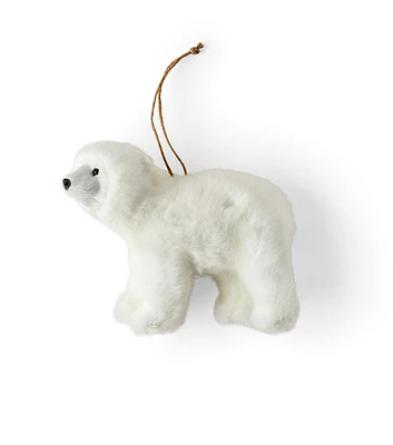 5" Christmas Faux Fur Baby Polar Bear Ornament by Place & Time