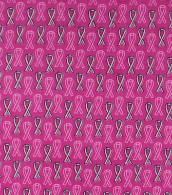 Breast Cancer Awareness Ribbons on Pink Anti Pill Fleece Fabric