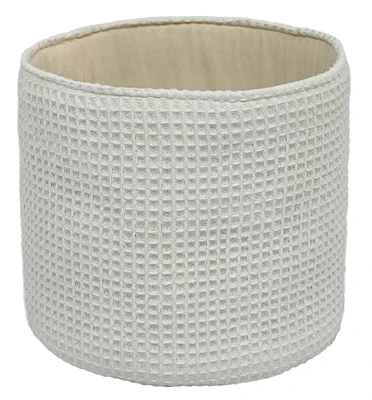 12" Ivory Waffle Cotton Woven Basket by Place & Time