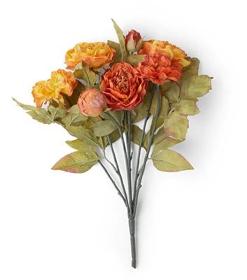 17.5" Fall Orange Rose & Yellow Poppy Bush by Bloom Room