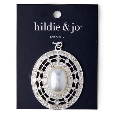 Shiny Silver Iron Pendant With Pearl by hildie & jo