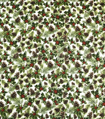 20179016 2 PINECONE & HOLLY BERRY ON WHT