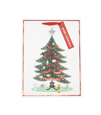 10" x 13" Christmas Tree White Gift Bag by Place & Time