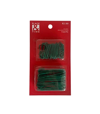 Christmas 150pk Christmas Green Ornament Hooks by Place & Time