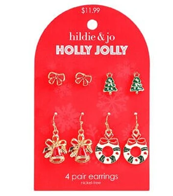 4ct Christmas Wreath & Tree Earrings by hildie & jo