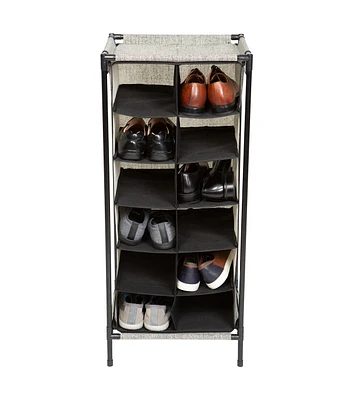 Simplify 38" Black 12 Section Shoe Organizer