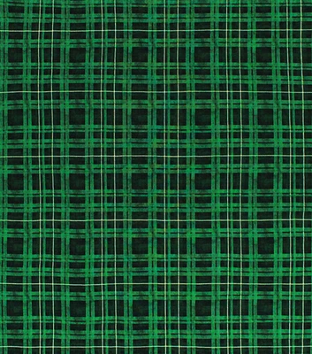 Green & Black Plaid Christmas Cotton Fabric