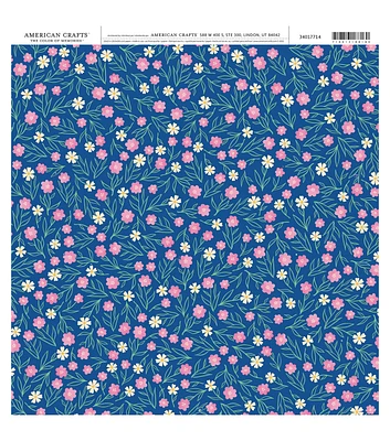 American Crafts Navy Flowers Single Sheet