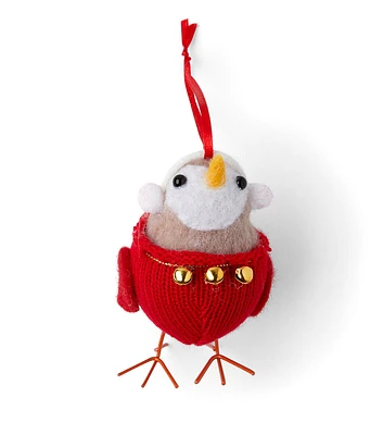 3.5" Christmas Red Bird in Sweater Felt Ornament by Place & Time