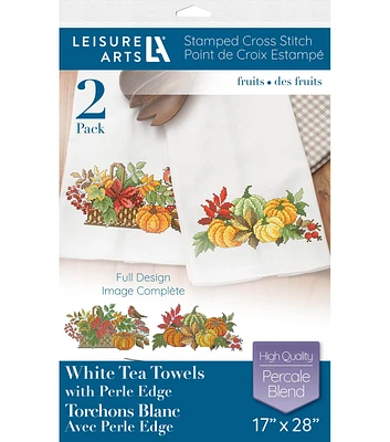 Leisure Arts 17" x 28" Fruits Tea Towel Stamped Cross Stitch Kit