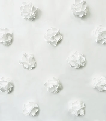 3D White Floral Applique Organza Fabric