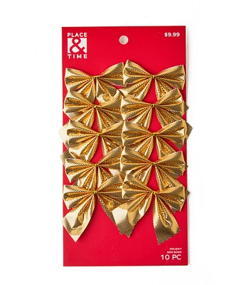 3" Christmas Mini Gold Bow Ornaments 10pk by Place & Time