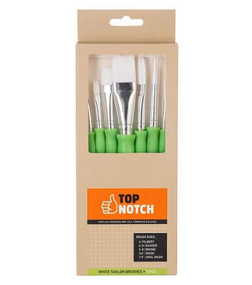 7ct White Taklon Flat Brush Variety Pack by Top Notch