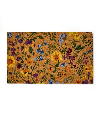 30" Brown Flower Coir Doormat Coir Doormat by Place & Time