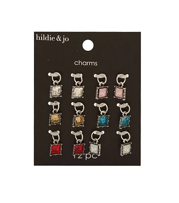 12pc Square Glass Charms by hildie & jo