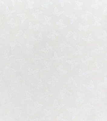 White Butterflies on Gray Quilt Cotton Fabric by Keepsake Calico