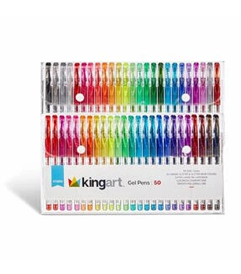 KINGART Soft Grip Glitter Gel Pens Set of 50 Colors