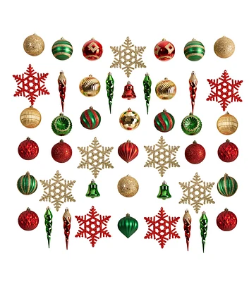 Nearly Natural 50ct Green & Red Shatterproof Christmas Ornament Box Set