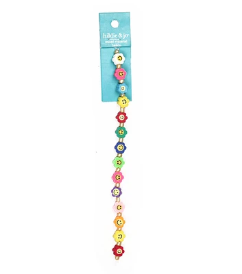 7" Rubber & Glass Smiley Flower Bead Strand by hildie & jo