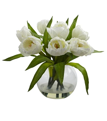 Nearly Natural Tulips Arrangement with Vase