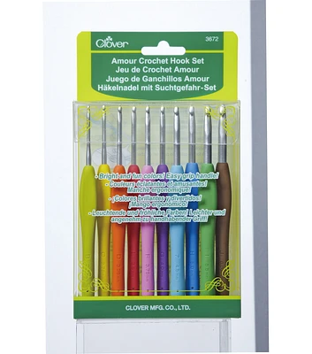 Clover Crochet Hook Set 10 Pkg Assorted Sizes