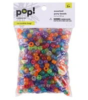 9mm Translucent Glitter Pony Beads by POP!