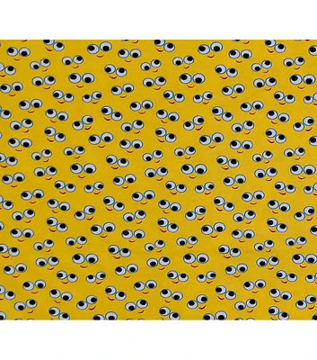 Googly Faces on Yellow Super Snuggle Flannel Fabric