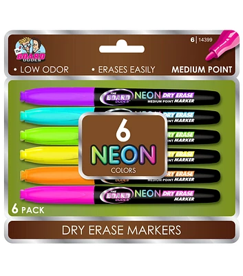 6ct Neon Dry Erase Marker Set