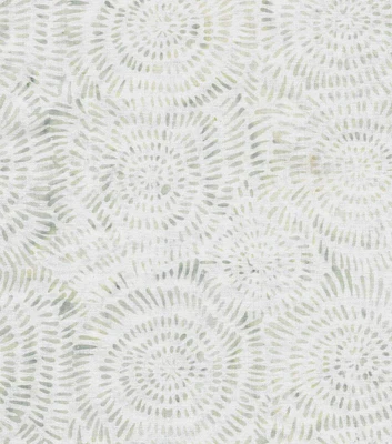 Swirls on White Batik Cotton Fabric