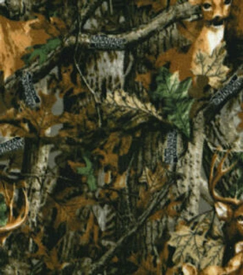 Fabric Traditions Real Tree Deer Camouflage on Brown Fleece Fabric