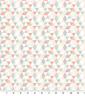 Green & Pink Andes Geo Triangle Nursery Flannel Fabric