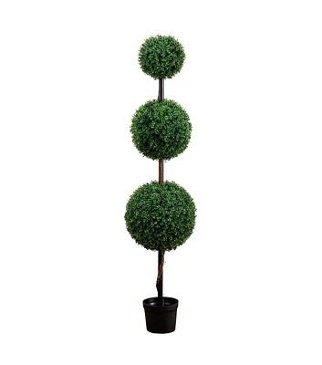 Nearly Natural 6' Triple Ball Boxwood Topiary Artificial Tree With Pot