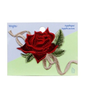 Wrights Wine Rose Iron On Patch