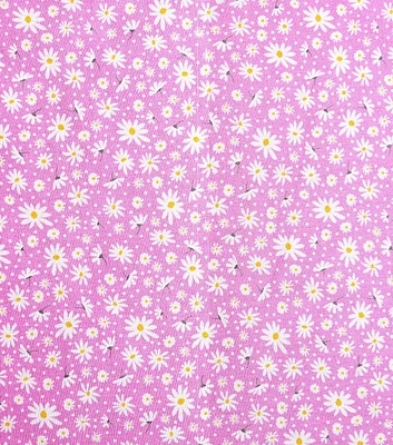 Graphic Ditsy Daisies on Pink Cotton Fabric by Keepsake Calico