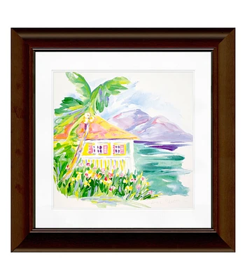 Timeless 12" x 12" Yellow & Green Caribbean Cottage Framed Wall Print