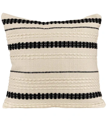 Northlight 20" Summer White & Black Handloom Woven Indoor Pillow