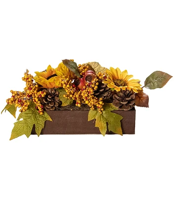 Northlight 10" Sunflowers & Leaves Fall Harvest Floral Arrangement