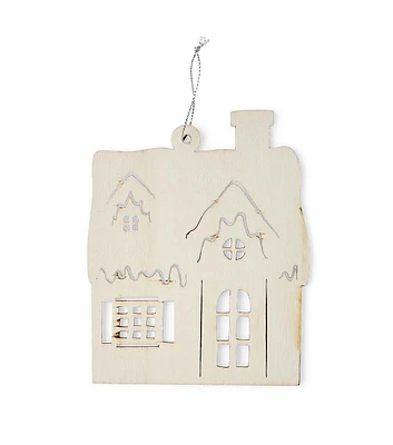 4.5" Christmas Laser Cut Unfinished Wood House Ornament by Place & Time