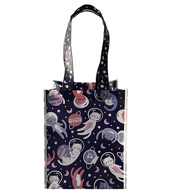 11" Space Cats Go Green Reusable Tote Bag