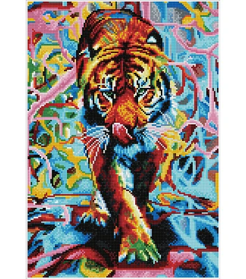 Diamond Dotz 18" Psychedelic Tiger Diamond Painting Kits