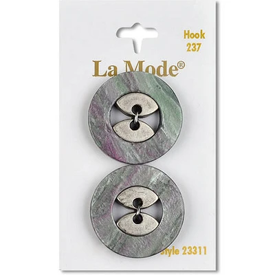 La Mode 1 1/8" Core Gray 2 Hole Buttons 2pk