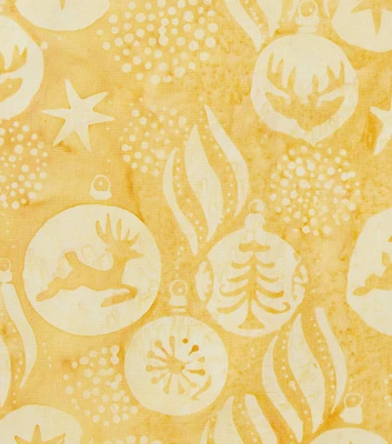 Yellow Jolly Jingle Ornaments Christmas Cotton Fabric