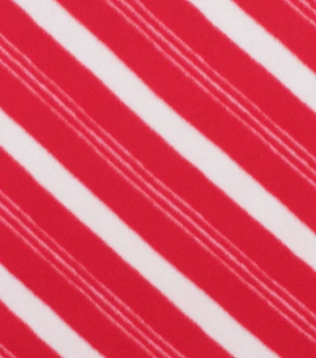 Red Candy Cane Print Blizzard Fleece Fabric