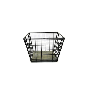 Organizing Essentials 7" x 5" Metal Storage Basket With Wood Bottom