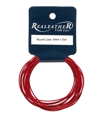 Realeather .5mm Leather Cord, Red, 3 yards