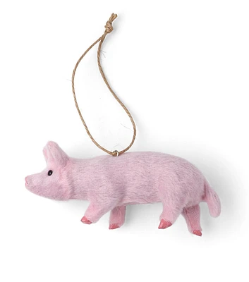 4" Christmas Faux Fur Baby Pig Ornament by Place & Time