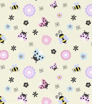 David Textiles Ladybugs & Bees on Yellow Novelty Cotton Fabric