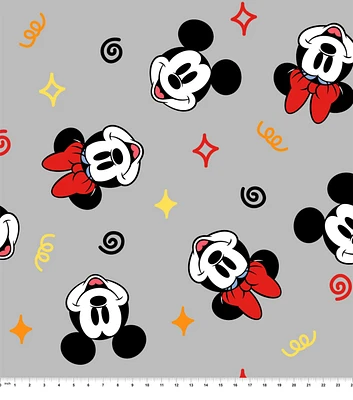 Mickey Minnie Head Geometric Fleece Fabric