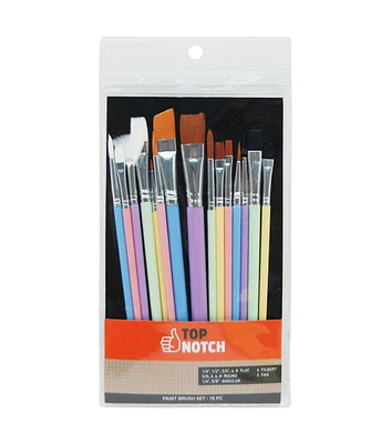 15ct Multi Size Macaron Handle Artist Brushes by Top Notch